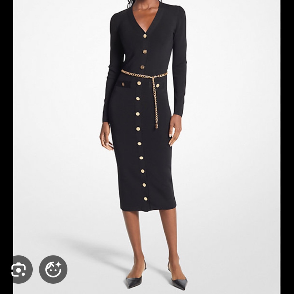 MICHAEL Michael Kors Black Dress with Gold Buttons